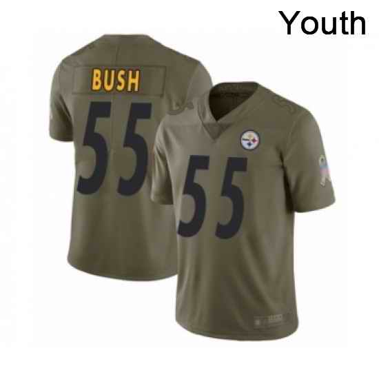 Youth Pittsburgh Steelers 55 Devin Bush Limited Olive 2017 Salute to Service Football Jersey